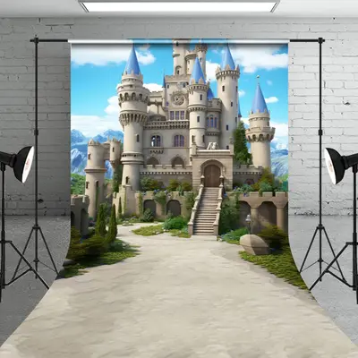 Aperturee Blue Sky Cloud Castle Path Architecture Backdrop