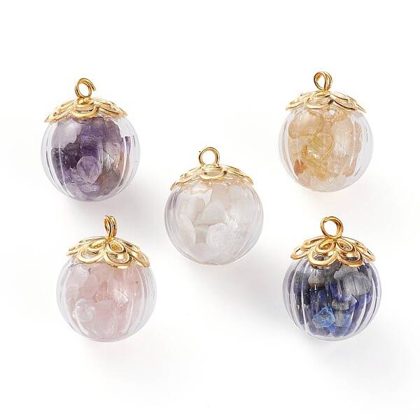 Natural Mixed Gemstone Chip Pendants