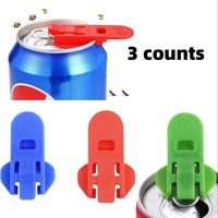 Manual Easy Can Opener, 3 Counts Beverage Can Top Ring Opener Tool, Leakproof Soda Can Cover Can Openers  Tools for Pop, Coke...