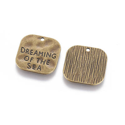 Hammered Square Carved Word Dreaming of the Sea Tibetan Style