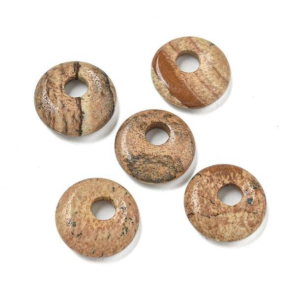 Natural Picture Jasper Donut/Pi Disc Charms