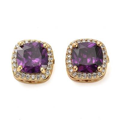 Brass Micro Pave Cubic Zirconia Beads