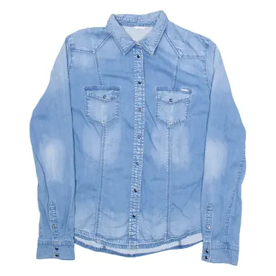 GUESS Womens Denim Shirt Blue Long Sleeve M