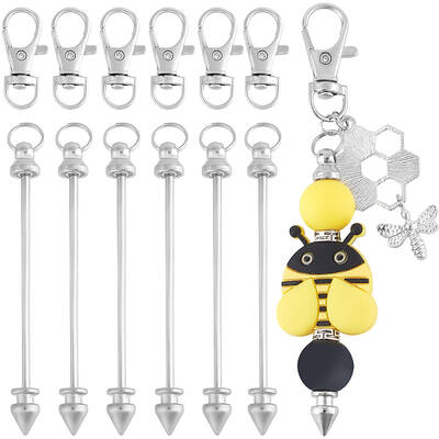 20Pcs Alloy Beadable Bar Keychain for DIY Crafts Jewelry Making