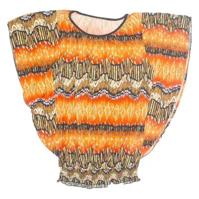 Womens Printed Blouse Orange Crazy Pattern M