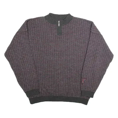 HUBRO SPORTSWEAR Mens Patterned Grey Check Tight Knit 2XL