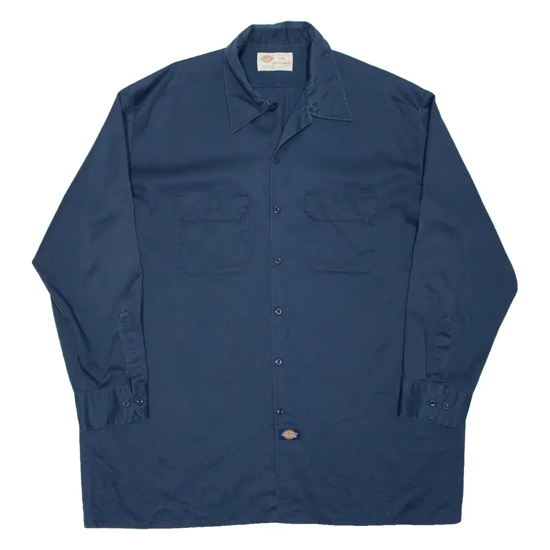 DICKIES Mens Worker Shirt Blue Long Sleeve 2XL