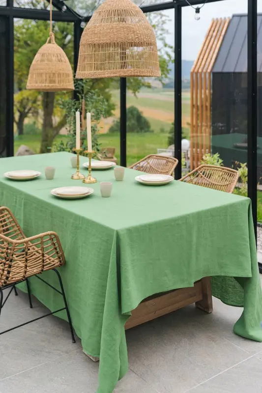 Linen tablecloth in Matcha Green | Size: 39x39 / 100x100 cm