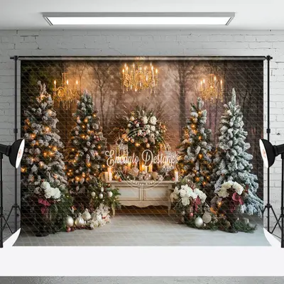 Warm Glow Lights Christmas Country Lane Backdrop - Aperturee