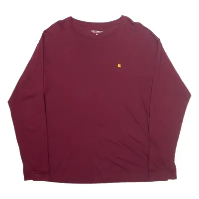 CARHARTT Mens T-Shirt Maroon Long Sleeve M