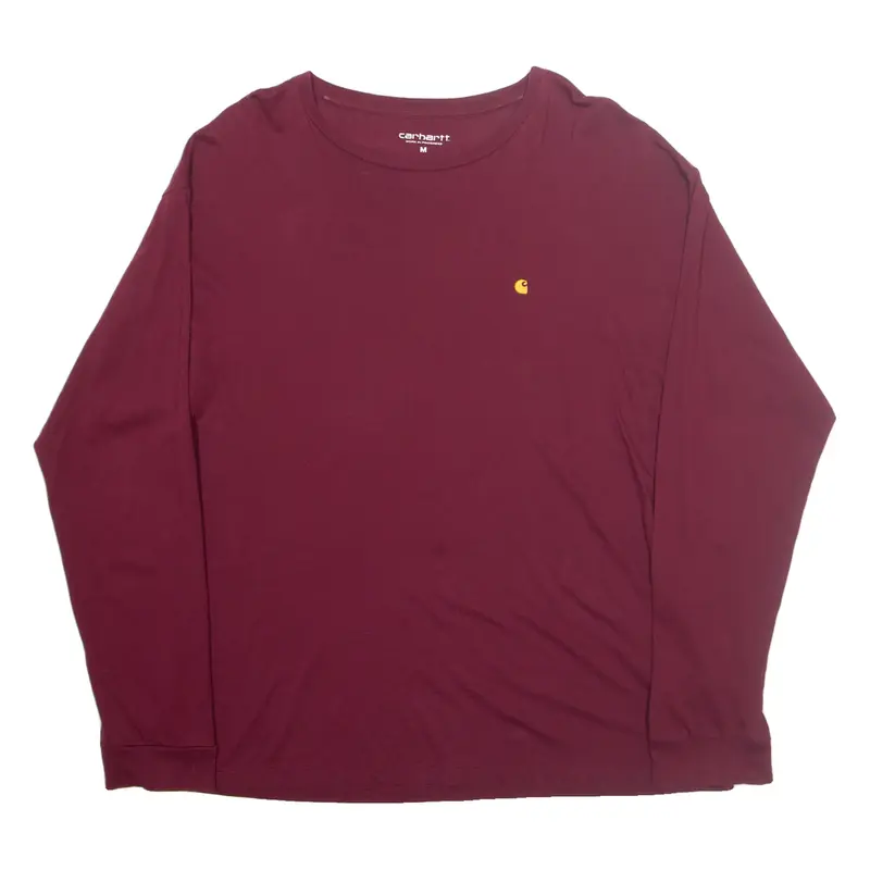 CARHARTT Mens T-Shirt Maroon Long Sleeve M