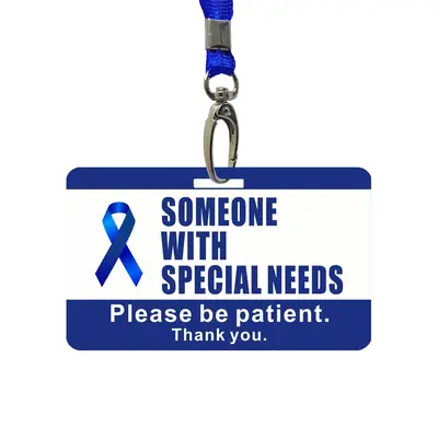 Someone with Special Needs Reminder Card with Lanyard, Waterproof PVC Disability Reminder Card, Portable Card for Office, Sch...