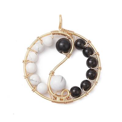 Natural Obsidian & Howlite Pendants