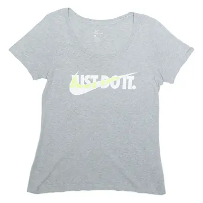 NIKE Just Do It Womens T-Shirt Grey Roll Neck S