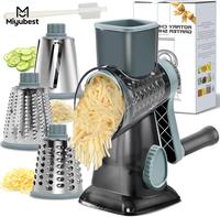 Rotary Cheese Grater, Rotary Cheese Grater with 3 replaceable stainless steel blades for cheese, potatoes, nuts and chocolate...