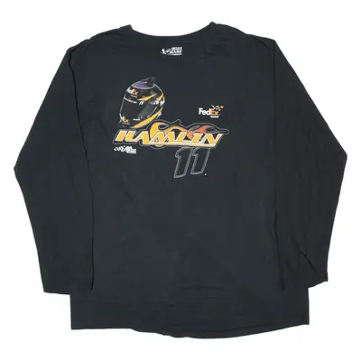CHASE AUTHENTICS Nascar Hamlin Racing T-Shirt Black Long Sleeve Mens XL