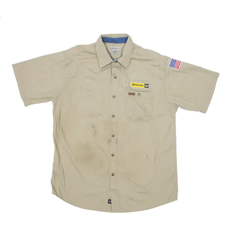 CARHARTT Shirt Beige Worker Short Sleeve Mens L