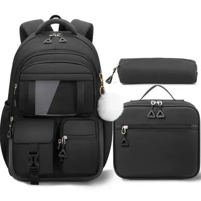 Fimibuke Backpack for School Girls and Boys, 3Pcs Waterproof Girls Backpack with Lunch Bag & Pencil Pouch - Lightweight Schoo...