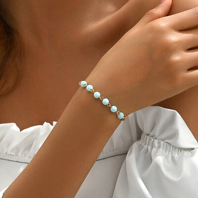 Vintage Ethnic Style Brass & Plastic Beaded Bracelets for Women's Daily Wear