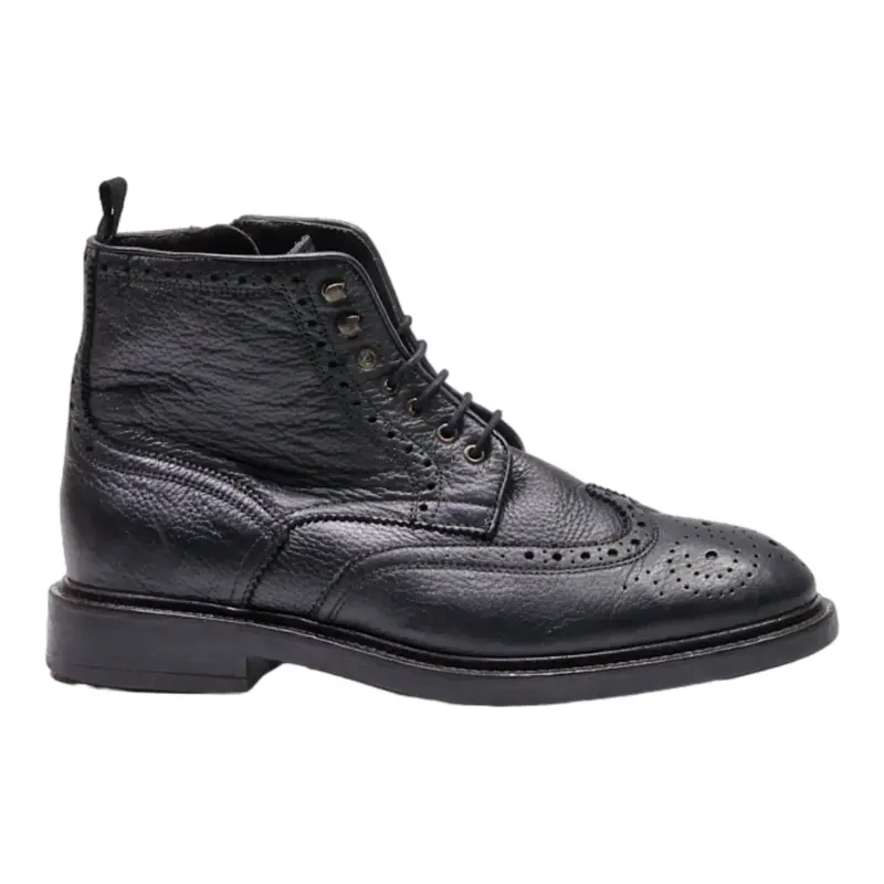 MASSIMO DUTTI Lace-Up Boots Black Leather Mens UK 8