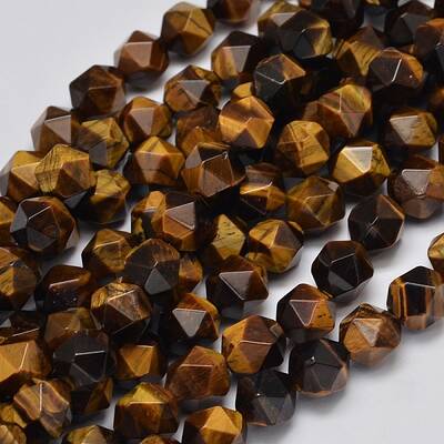 Faceted Natural Tiger Eye Beads Strands