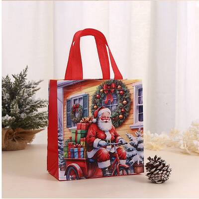 Rectangle Christmas No Woven Fabric Printed Tote Bags