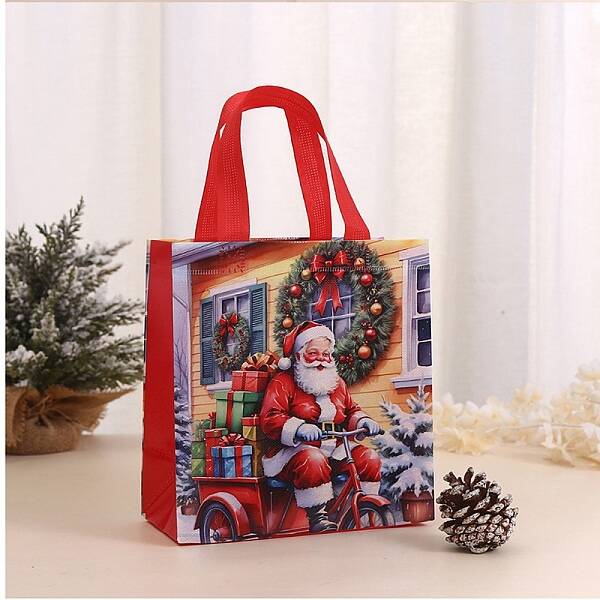 Rectangle Christmas No Woven Fabric Printed Tote Bags