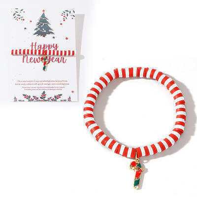 Elegant Christmas Handmade Polymer Clay Heishi Beaded Stretch Bracelets