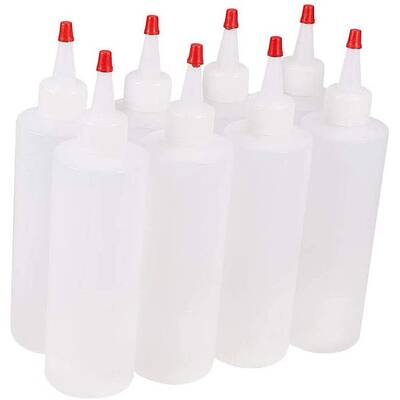 1 Set Plastic Glue Bottles White Empty Bottles Red Bottle Caps Through-hole for DIY Liquid Products Multi Purpose Bottles 5x1...