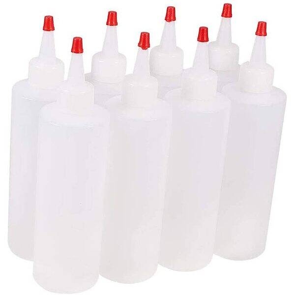 1 Set Plastic Glue Bottles White Empty Bottles Red Bottle Caps Through-hole for DIY Liquid Products Multi Purpose Bottles 5x1...