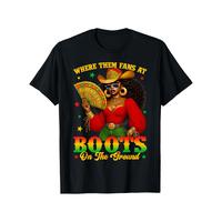 Boots On The Ground Juneteenth Cowgirl Where Them Fans At T Shirt 100% Cotton Casual Tshirts Crewneck T-Shirt Short Sleeve Un...