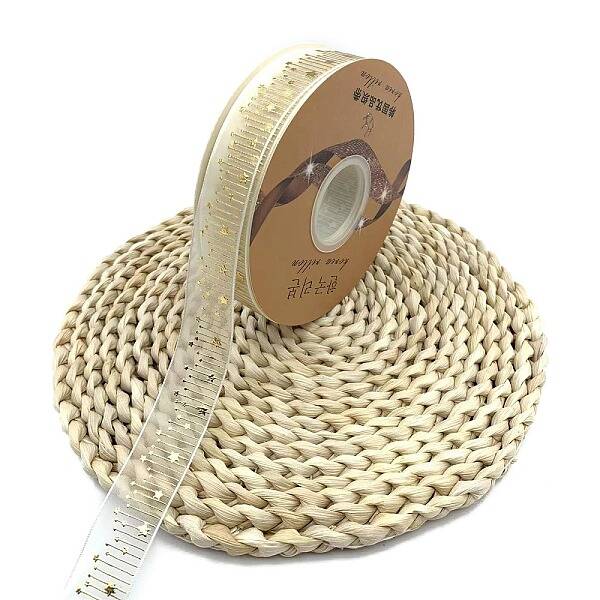 50 Yards Gold Stamping Organza Ribbon