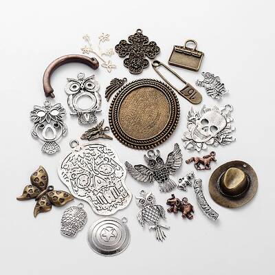 Mixed Shapes Tibetan Style Alloy Pendant Cabochon Settings and Pendant Rhinestone Settings