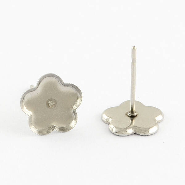 Flower Earring Enamel Settings 304 Stainless Steel Stud Earring Findings