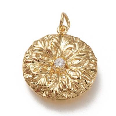 Brass Micro Pave Clear Cubic  Zirconia Pendants