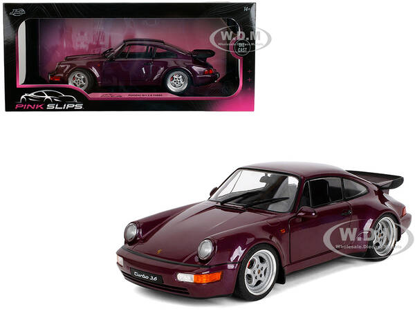 Porsche 911 3.6 Turbo Purple Metallic Pink Slips Series 1/18 Diecast Model Car by Jada