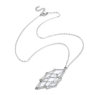 304 Stainless Steel Macrame Pouch Empty Stone Holder for Pendant Necklaces Making