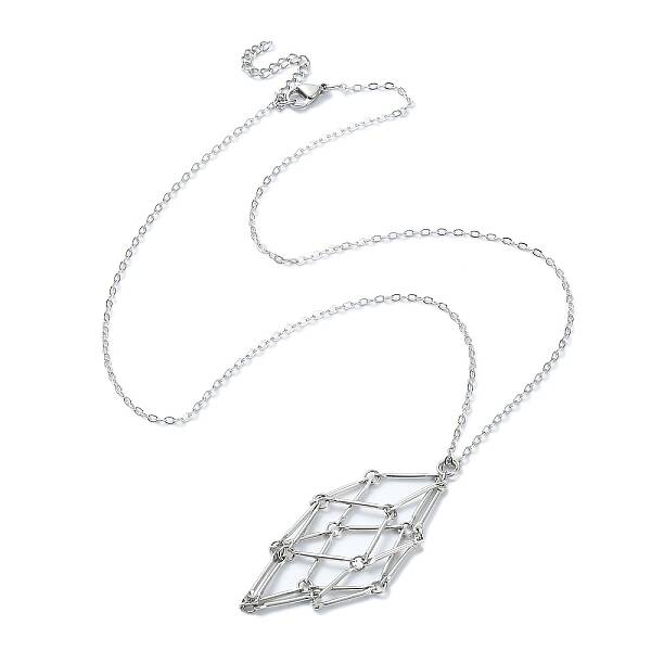 304 Stainless Steel Macrame Pouch Empty Stone Holder for Pendant Necklaces Making