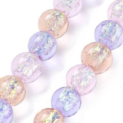 Handmade Foil Lampwork Beads Strands