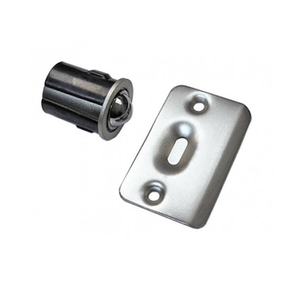 Cal-Royal Drive-In Ball Catch Adjustable With Full Lip Strike, 1-3/8 X 2-1/4 Round Corner Strike, Bright Polished Chrome