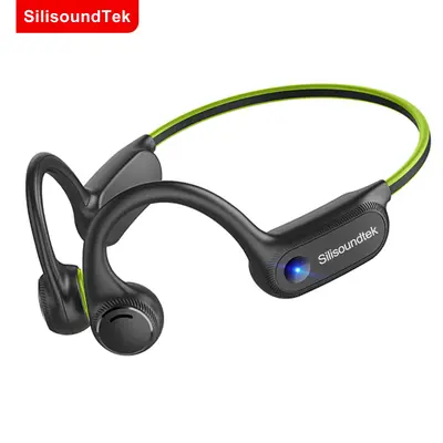 SilisoundTek Air Conduction Headphones Bluetooth 5.2 Open Ear Running Wireless Earphones with Large Capacity Battery, Easy Co...