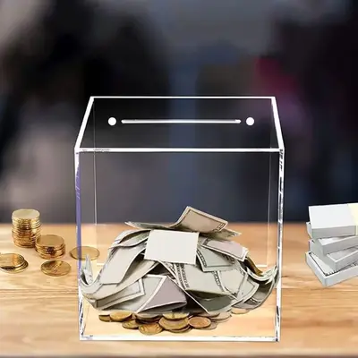 Saving Challenge Box, Clear Acrylic Piggy Bank, Un-openable Money Saving Box, Unbreakable Coin Cash Container Box for Teens B...