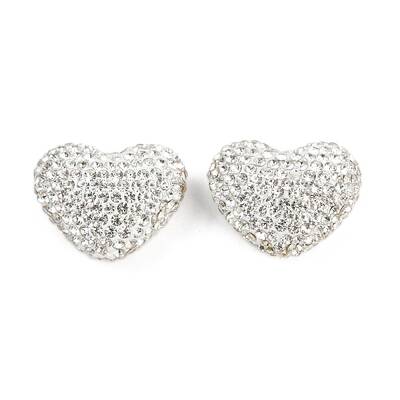 Heart Shaped Polymer Clay Rhinestone Beads