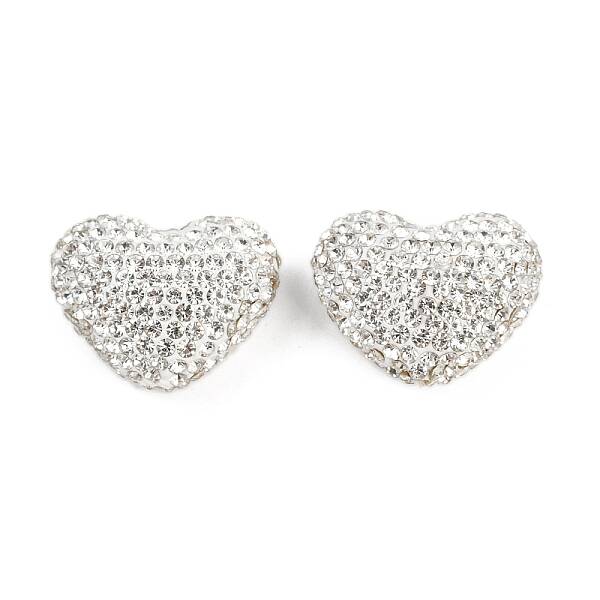 Heart Shaped Polymer Clay Rhinestone Beads