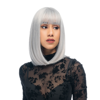 12-Inch Solid Light Icy Grey Straight Synthetic Wig | 【Heat Resistant】【Cap Included】 | #23 @34
