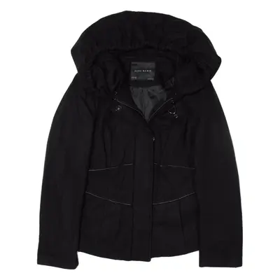 ZARA Basic Jacket Black Wool Womens L