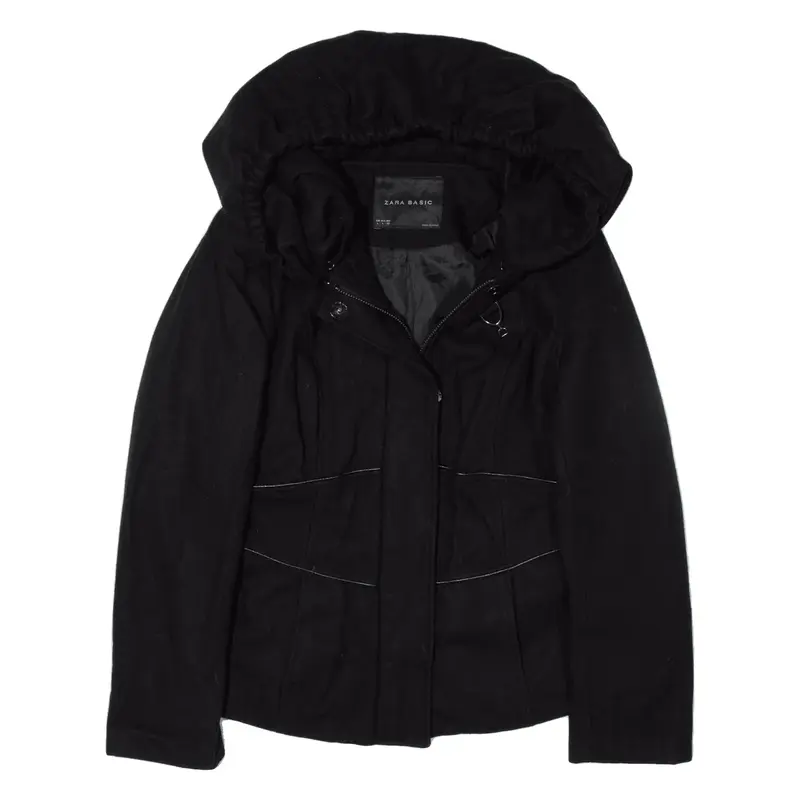 ZARA Basic Jacket Black Wool Womens L