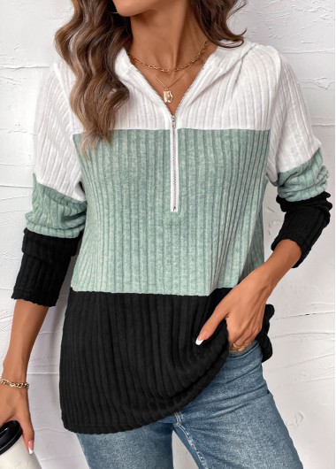 Modlily Patchwork Long Sleeve Contrast Color Hoodie - XL