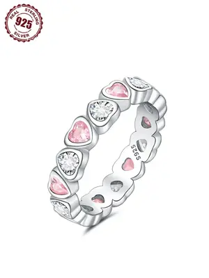S925 Sterling Silver Heart Shaped Ring, Fashion Accessories for Women & Girls, Trendy All-match & Exquisite Jewelry for Birth...