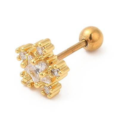 Brass Micro Pave Clear Cubic Zirconia Stud Earrings